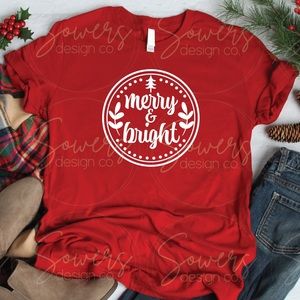 Christmas | Merry & Bright | Graphic Tee | Women's